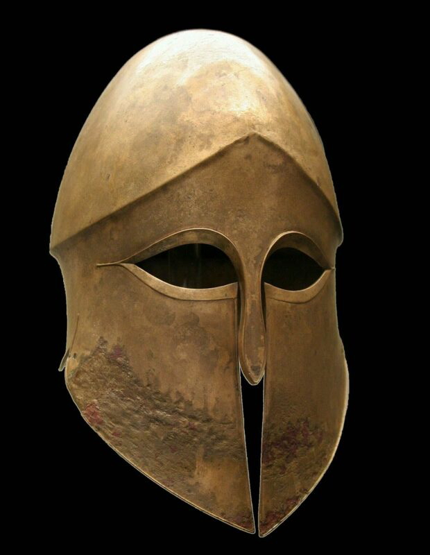 corinthian hoplite helmet ancient warfare