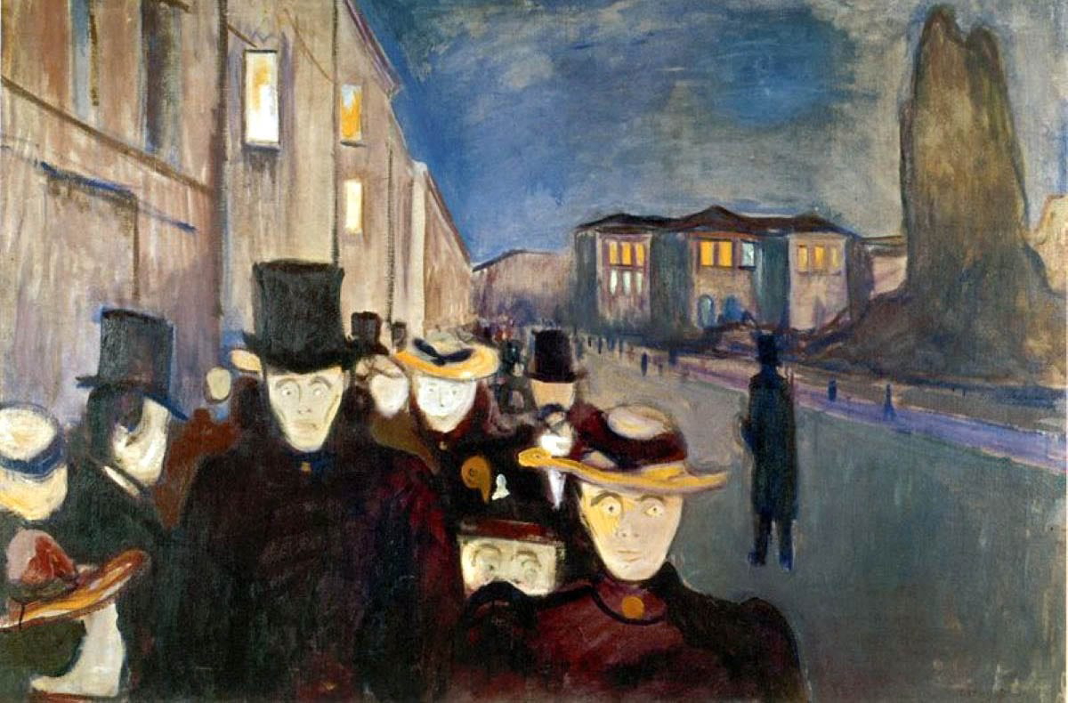 evening on karl johan street edvard munch