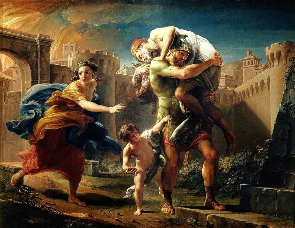 aeneas flees from troy lucca batoni pompeo