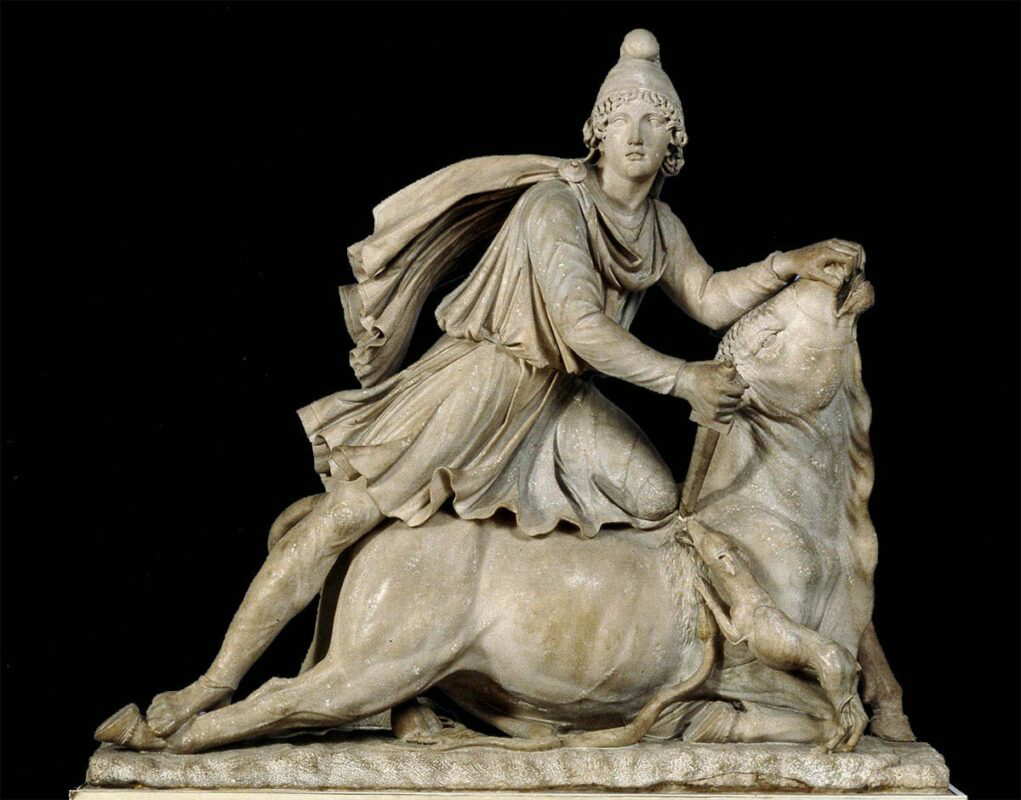 statue of mithras slaying bull