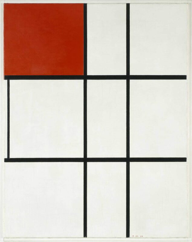 composition b with red piet mondrian