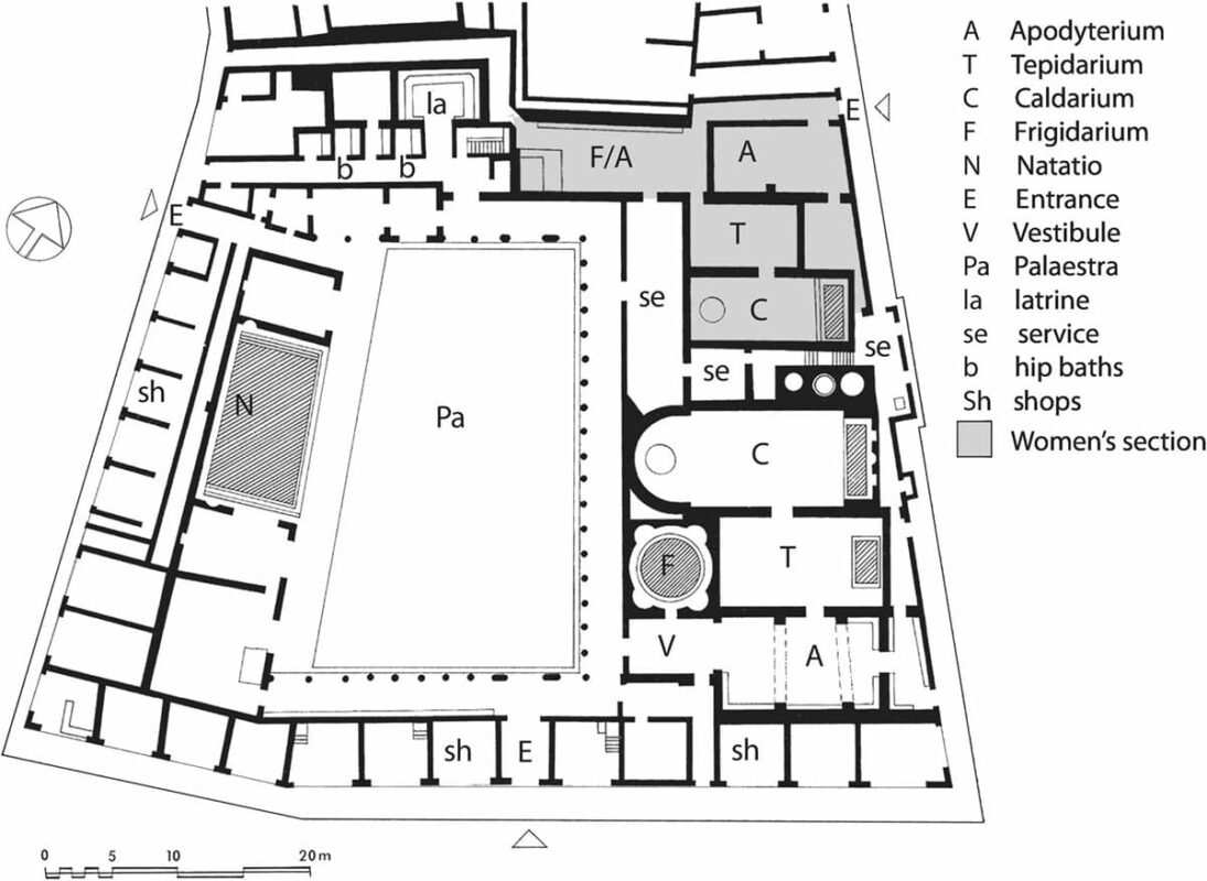 plan stabian baths pompeii roman architecture