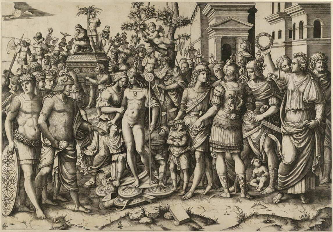 triumph roman emperor marcantonio raimondi