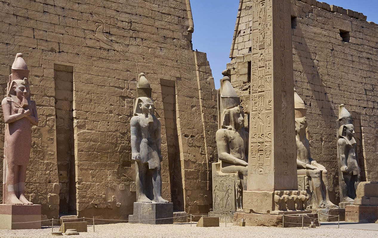 Luxor temple colossal statues and obelisk