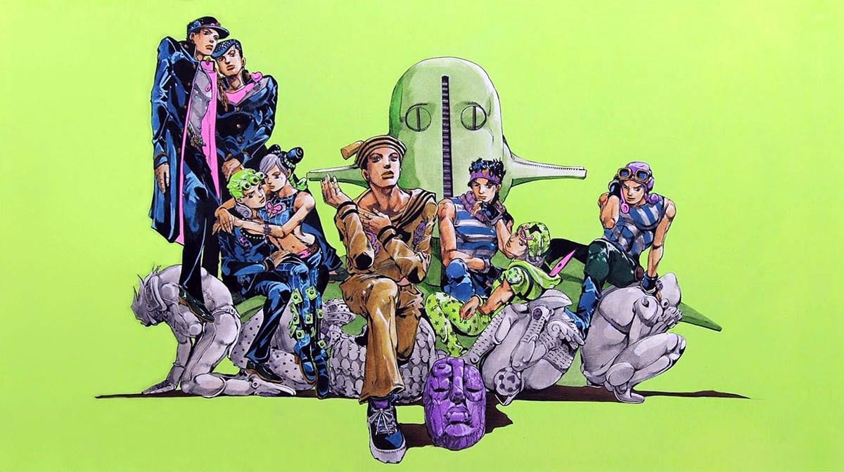 Drawing of all Jojo’s protagonists by Hirohiko Araki, 2013