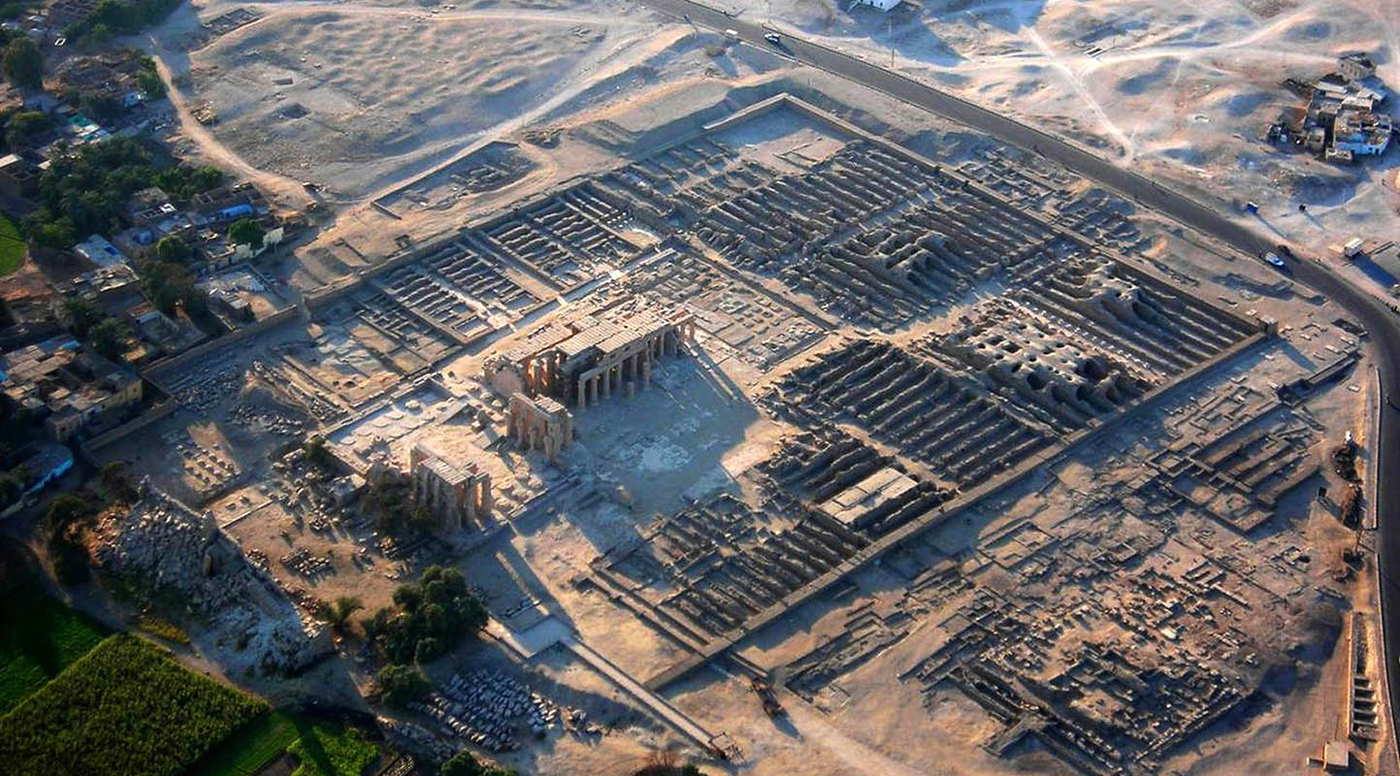 Ramesseum temple Luxor seen from above