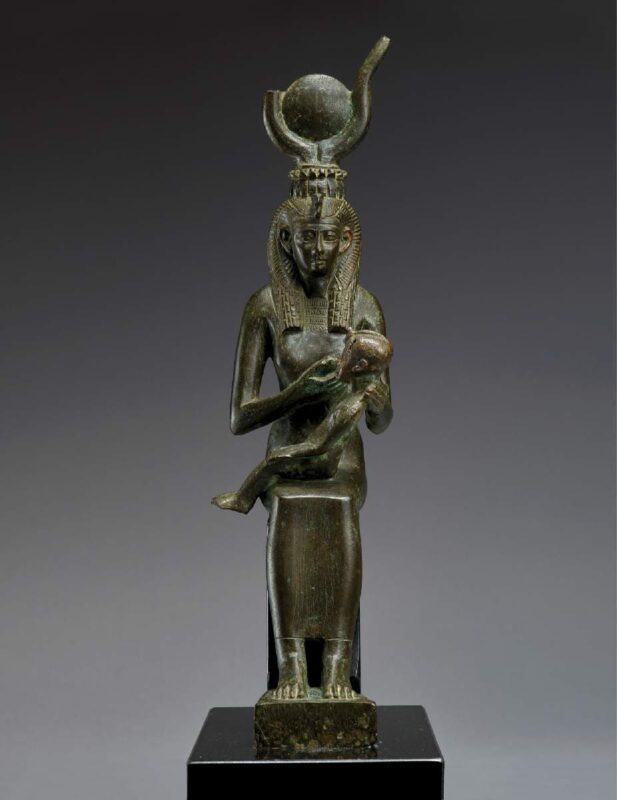 egyptian bronze figure of isis