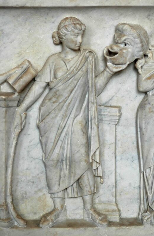 thalia muse of comedy mask relief