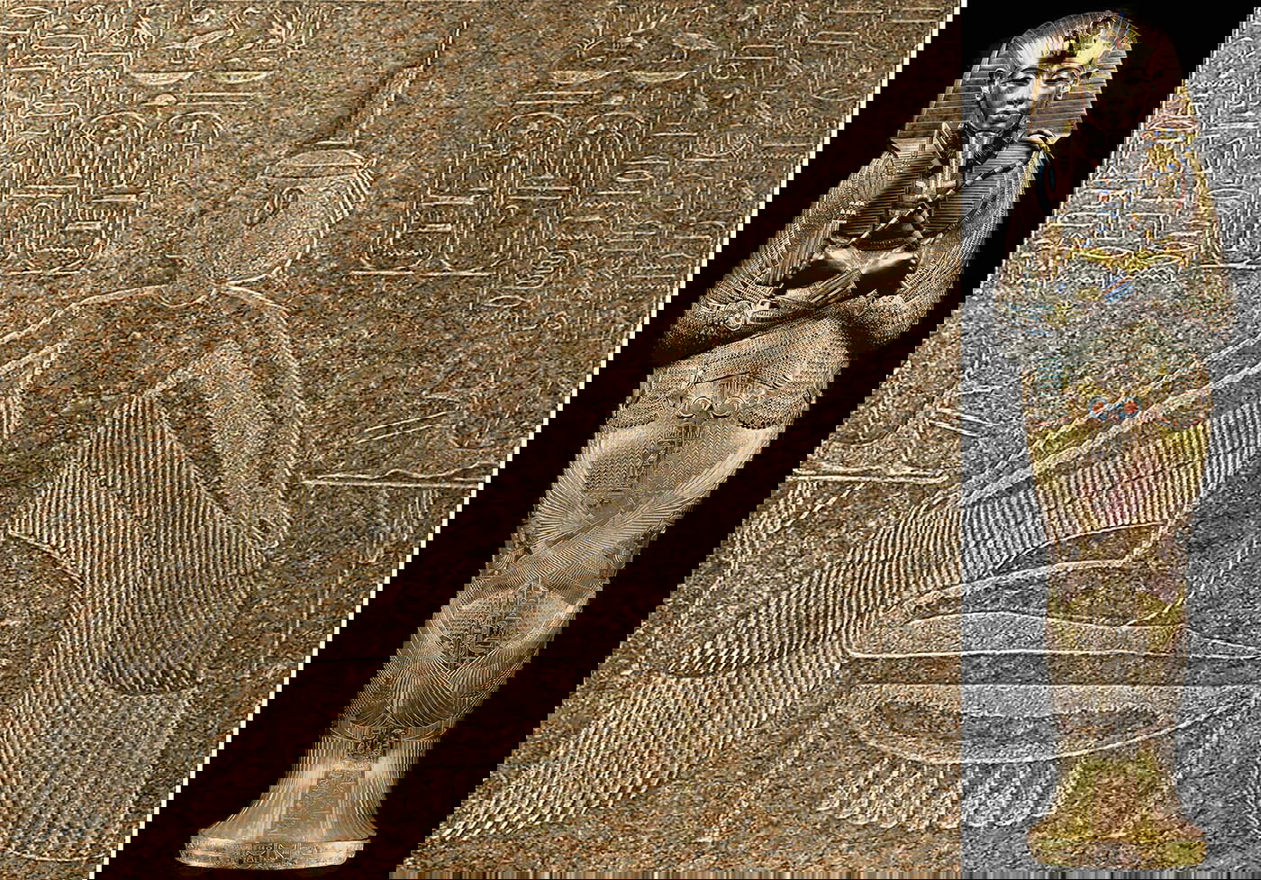 Isis on Ramses III sarcophagus, Tutankhamun gold sarcophagus