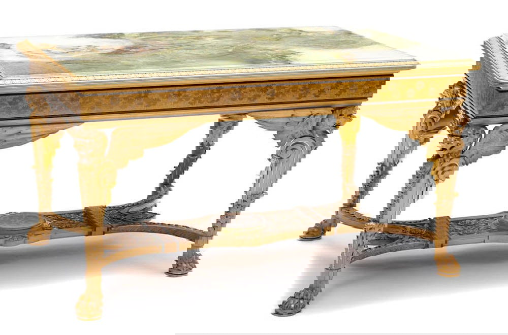 inlaid maple salon table herter brothers