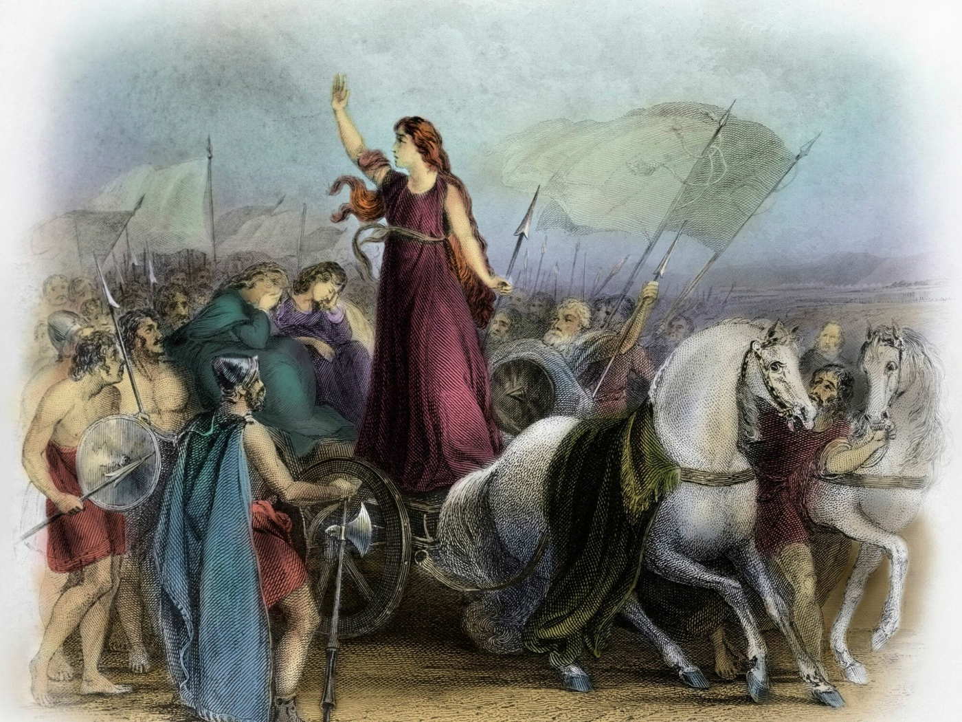 female warrior queen boudicca war painting