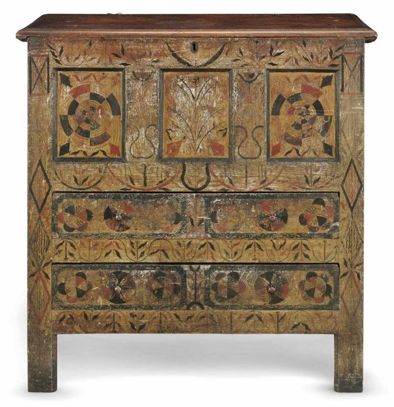 hadley chest oak pine polychrome