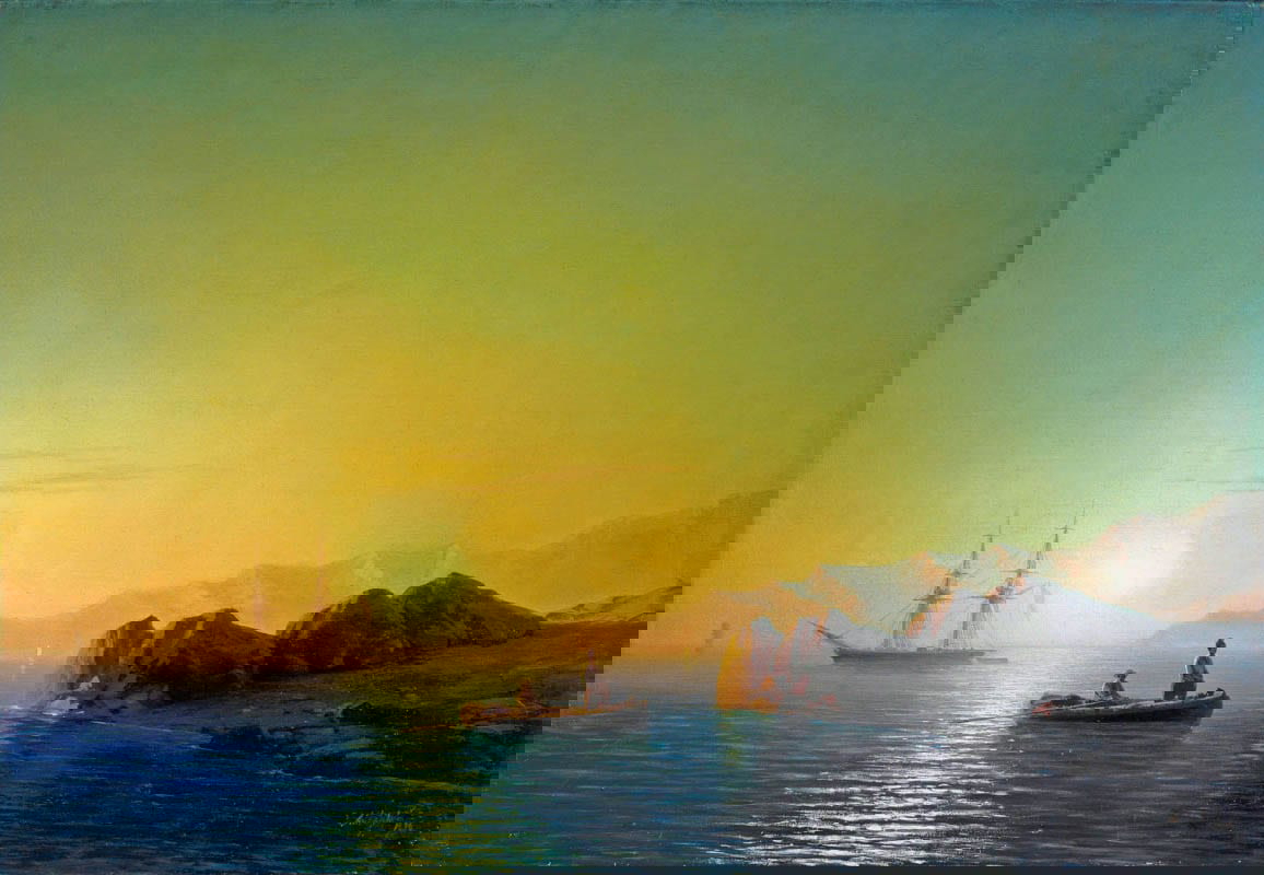 sunset on crimean coastline