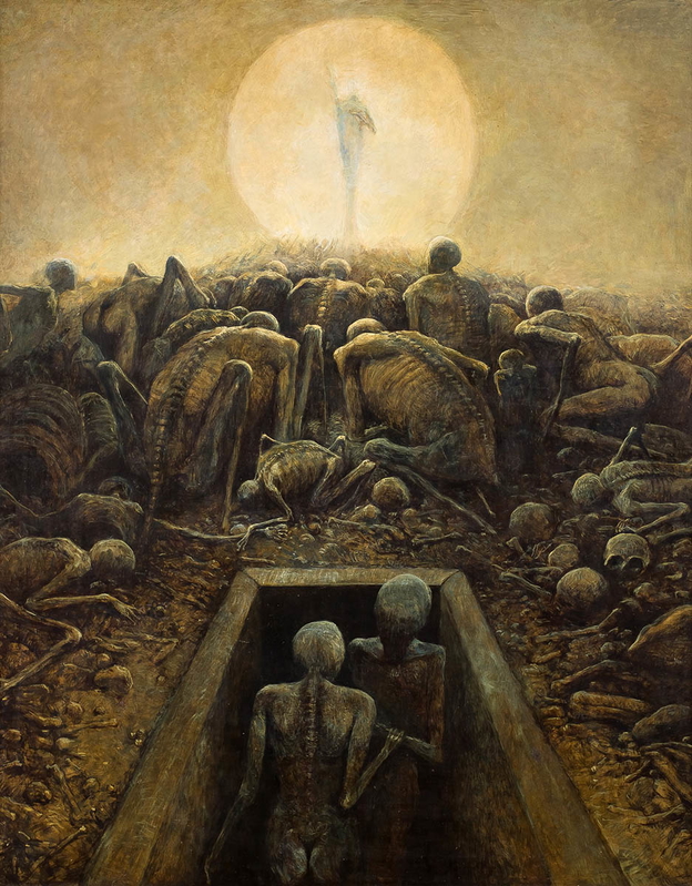 zdzislaw beksinski distorted bodies painting
