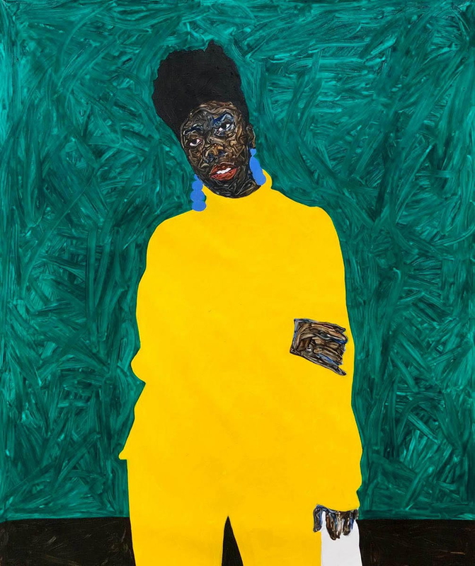 amoako boafo cobalt blue earring painting