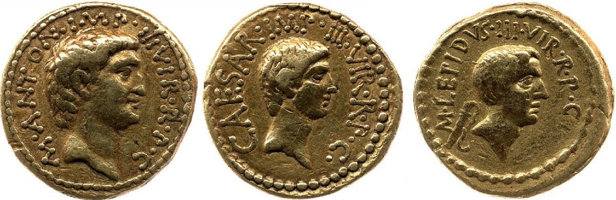 antony octavian coin
