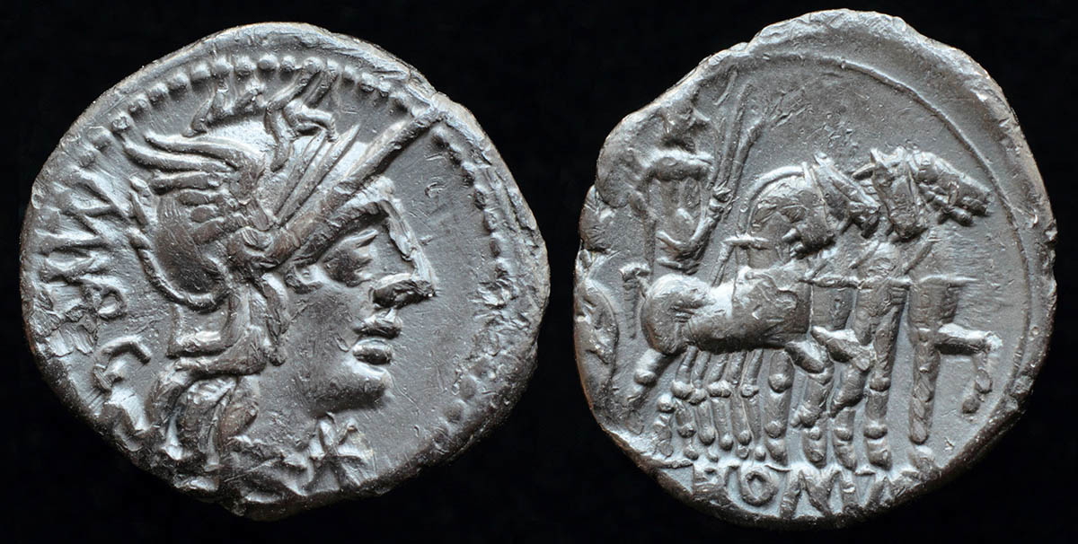 balearic denarius metellus roman camp coin