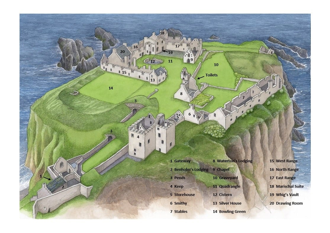 castle map dunnottar