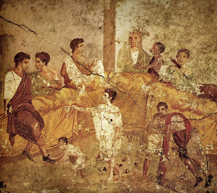 european names Pompeii family feast painting