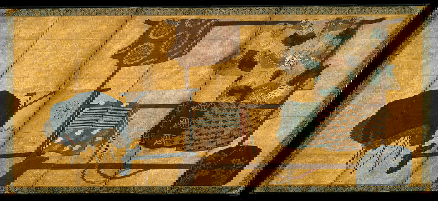 japanese kimono whose sleeves tagasode screens