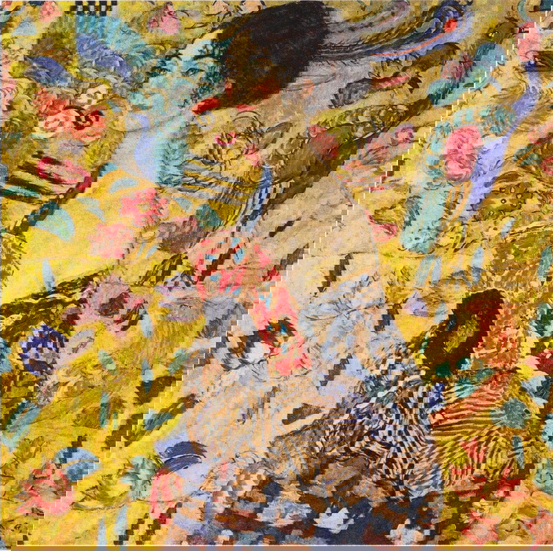klimt lady fan painting