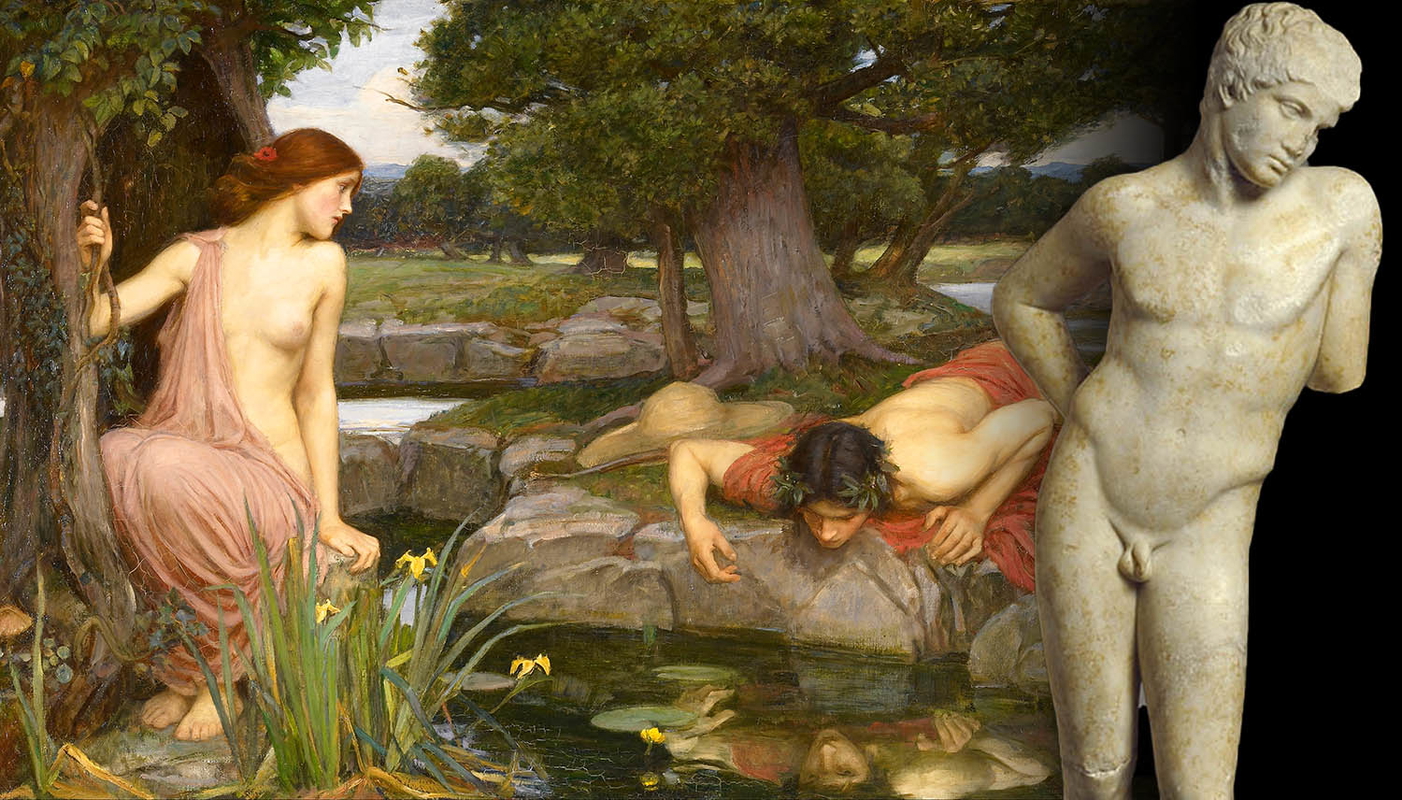 painting echo narcissus statue marble getty liverpool
