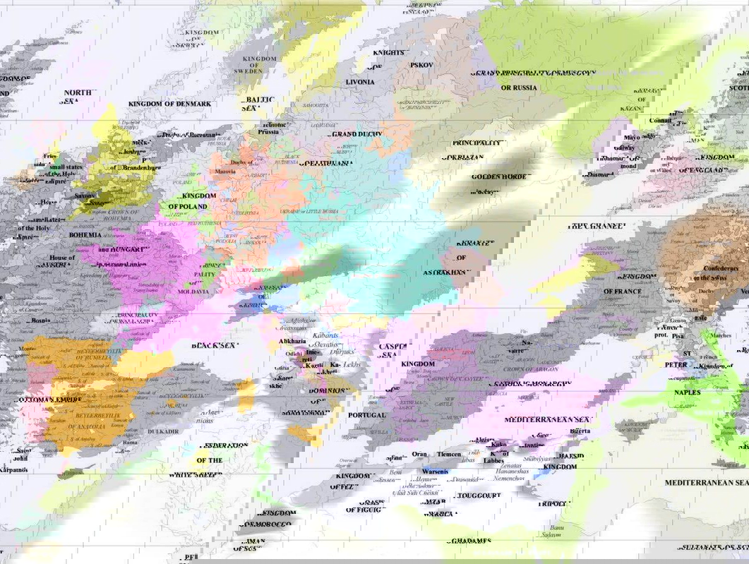 prussia map europe 1500