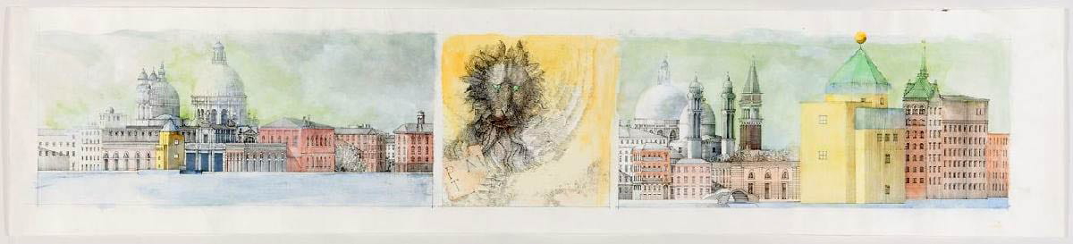aldo rossi teatro del mondo venice watercolor drawing