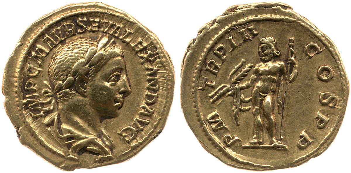 Alexander severus jupiter aureus coin