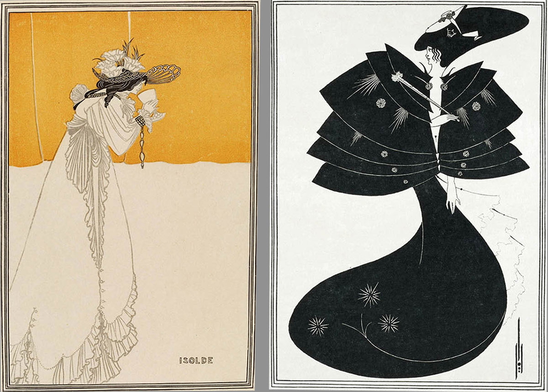 art nouveau aubrey beardsley isolde and black cape
