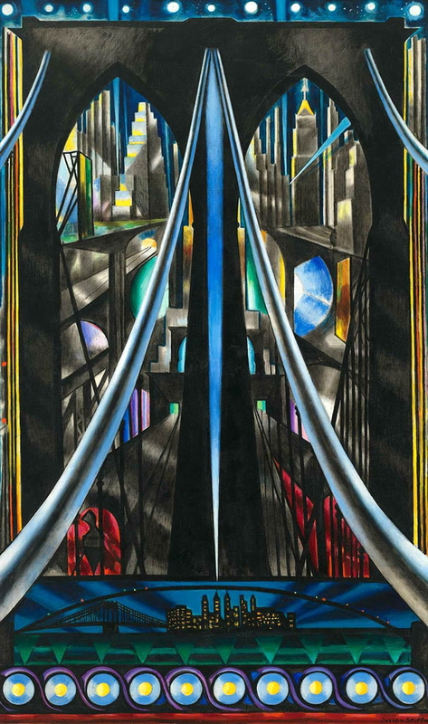 futurism stella brooklyn bridge painting