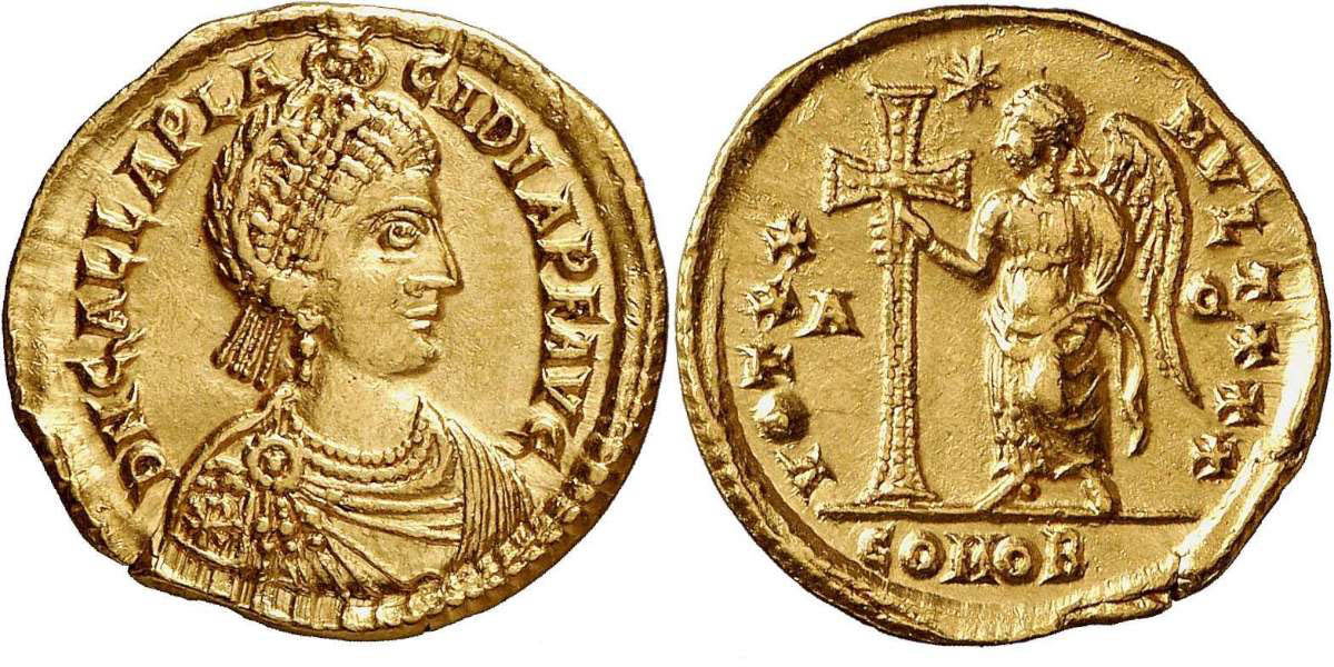 solidus coin galla placidia victory aquileia theodosiusii berlin