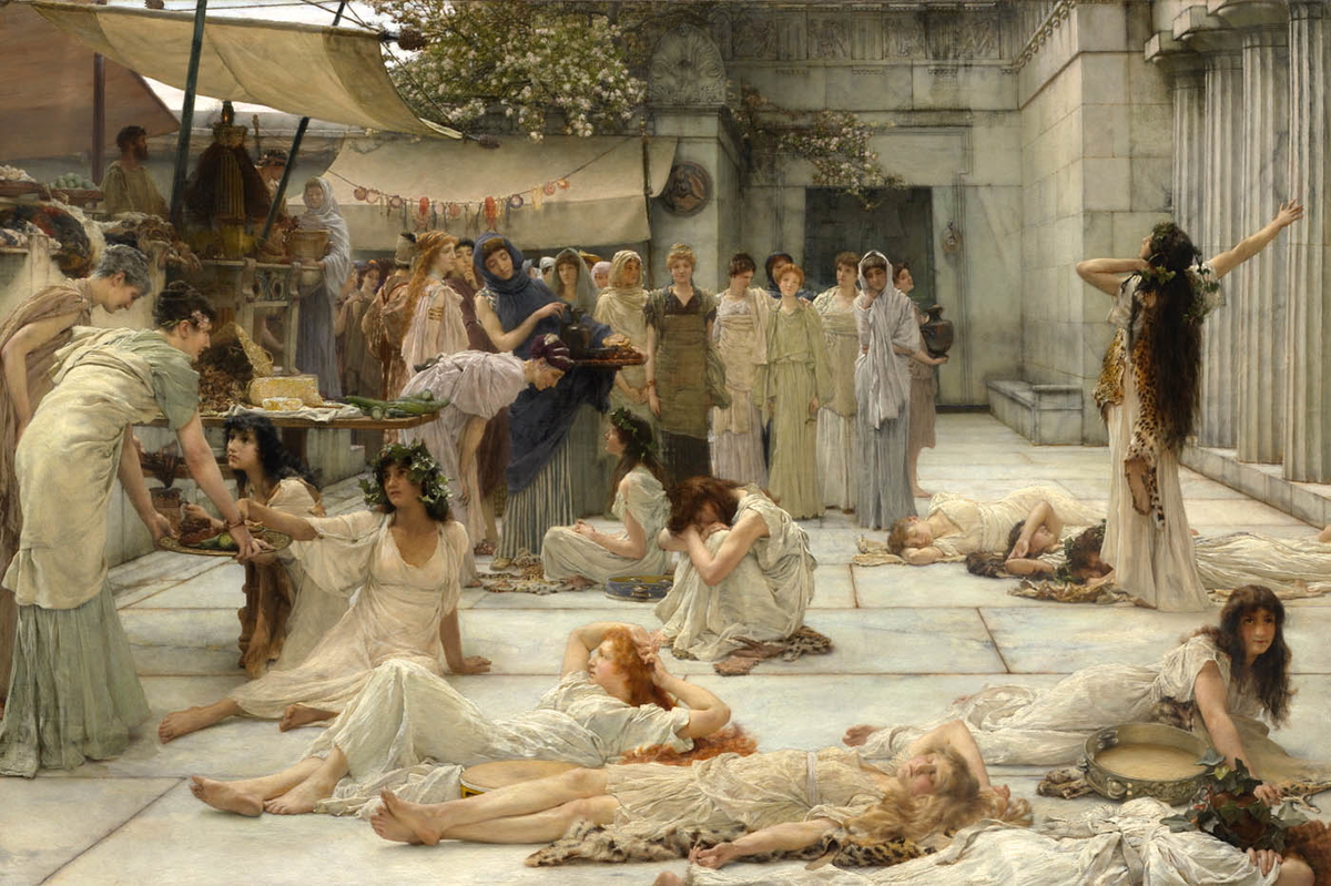 alma tadema women of amphissa maenad