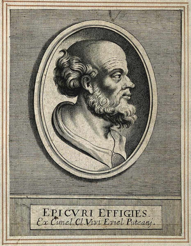 epicurus portrait line engraving