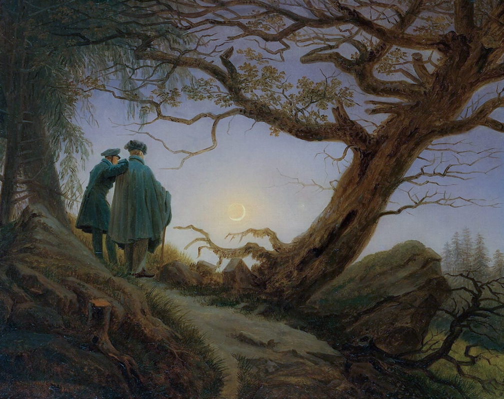 friedrich caspar two men contemplating moon