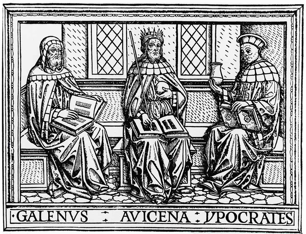 galen avicenna hippocrates medieval woodcut
