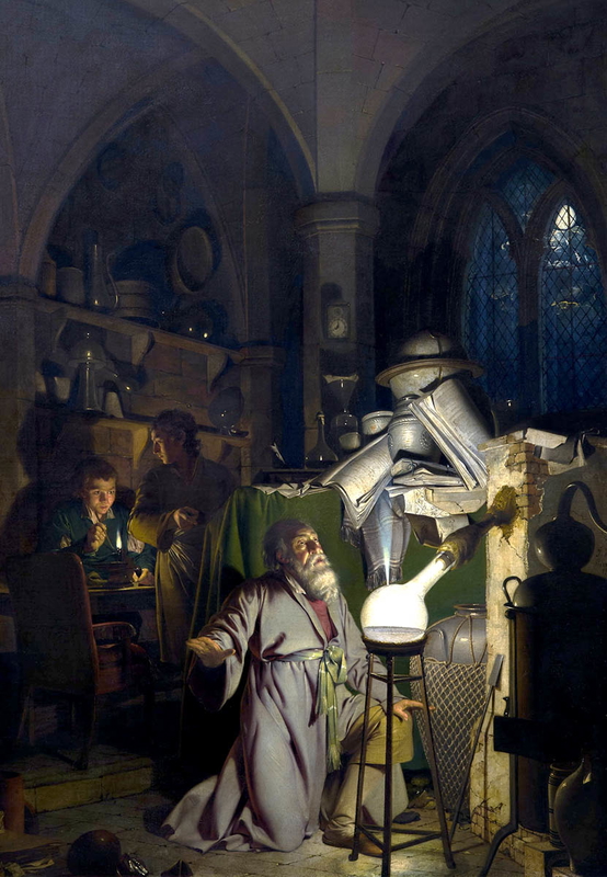 occult joseph wright derby alchymist painting