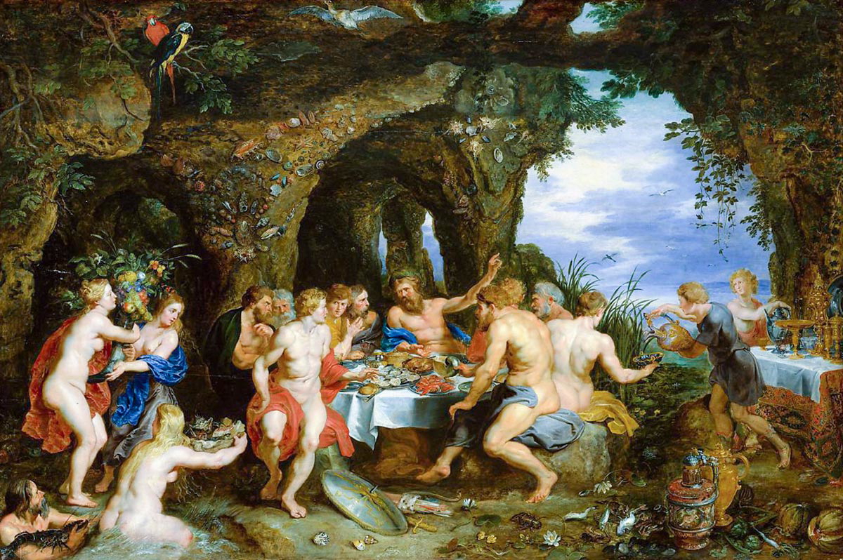 rubens friends feast table garden painting