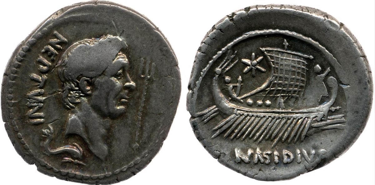 sextus pompey ship silver coin