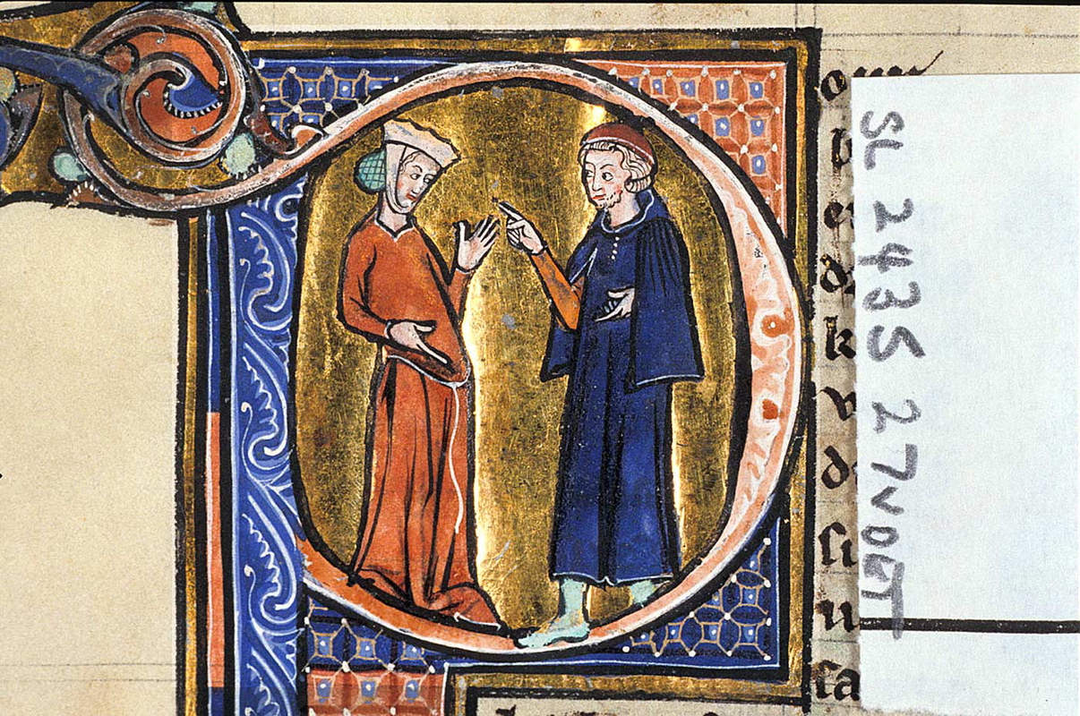standing physician pregnant woman medieval period