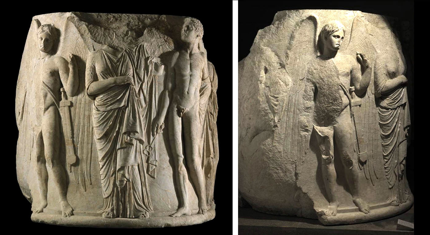 thanatos god death column statue