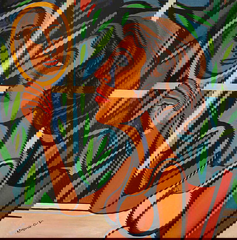 Ringgold American People Series Woman Mirror painting