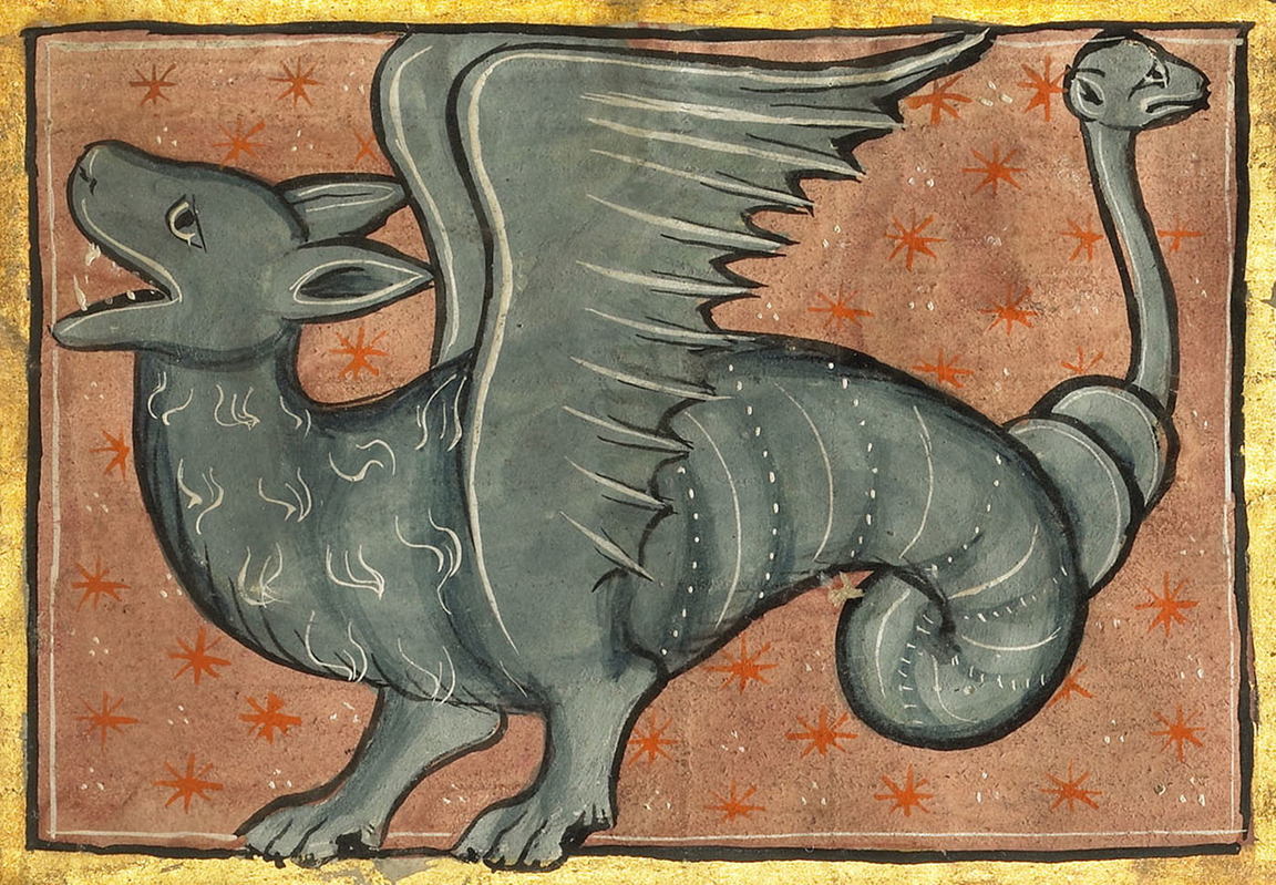 bestiary winged dragon detail illumination