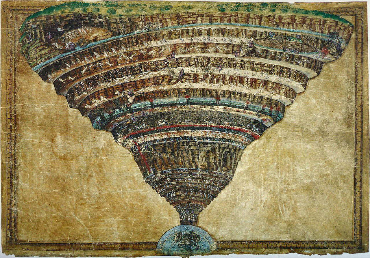 botticelli map of hell inferno drawing