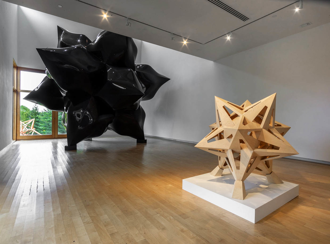 frank stella puffed carbon fiber wooden star sculptures