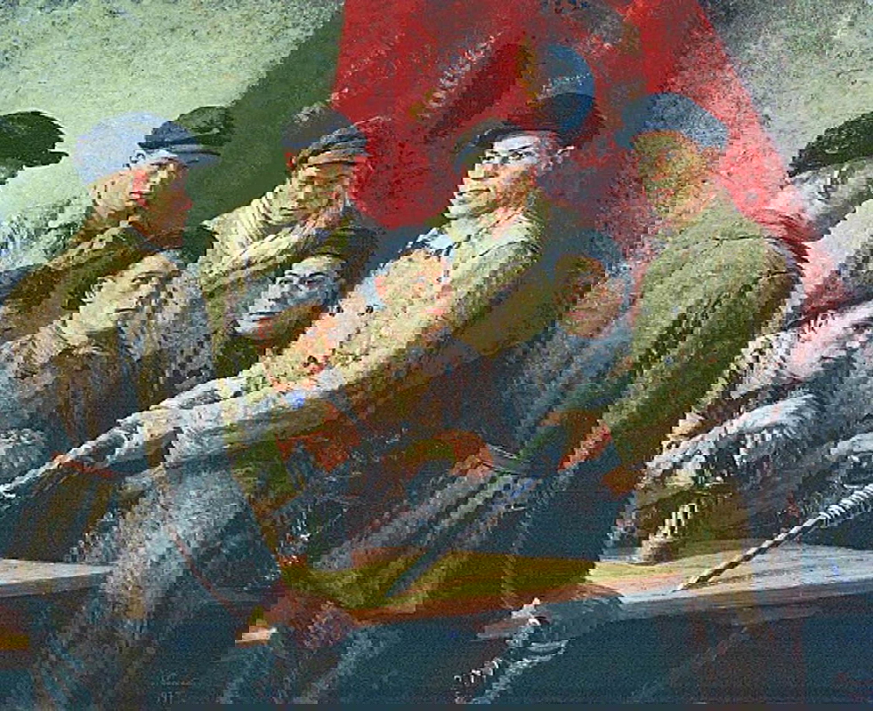georgy ryazhsky before shift team stakhanov painting