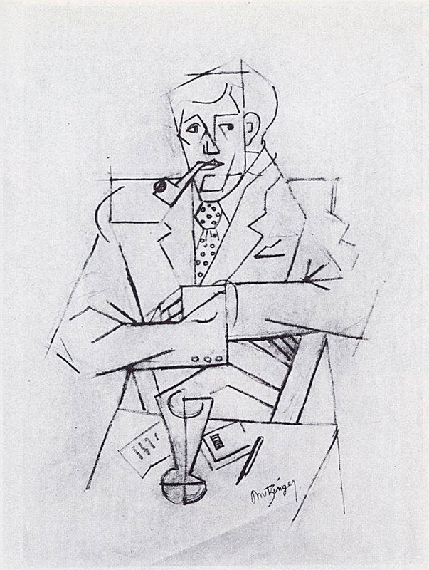 jean metzinger etude portrait guillaume apollinaire illustration