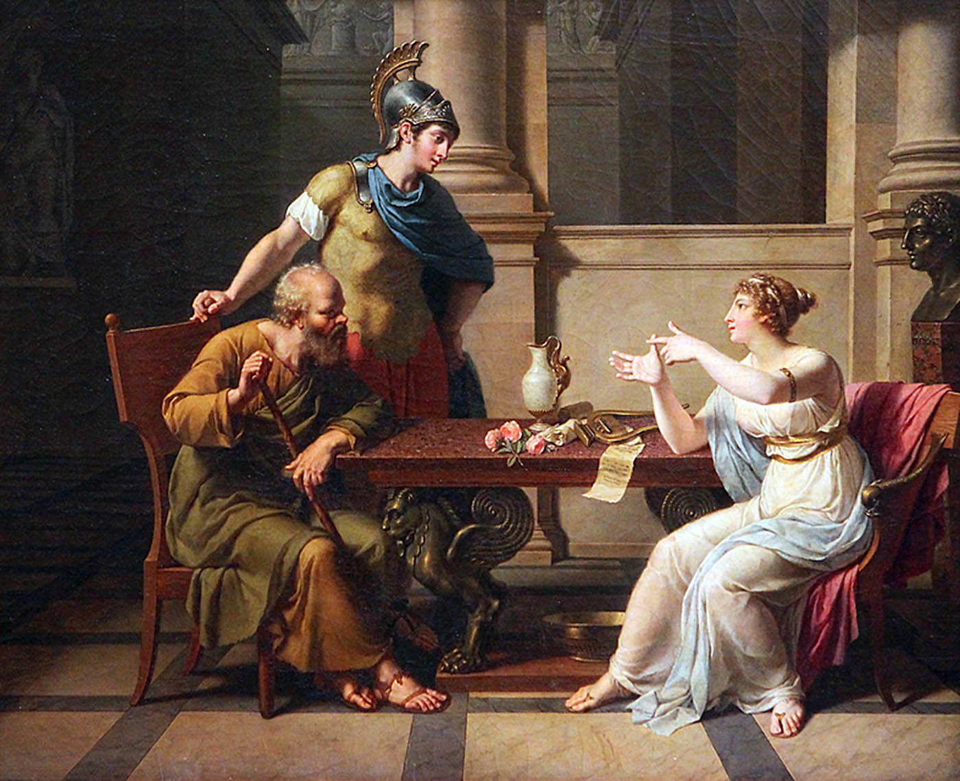 monsiau the debate of socrates and aspasia painting