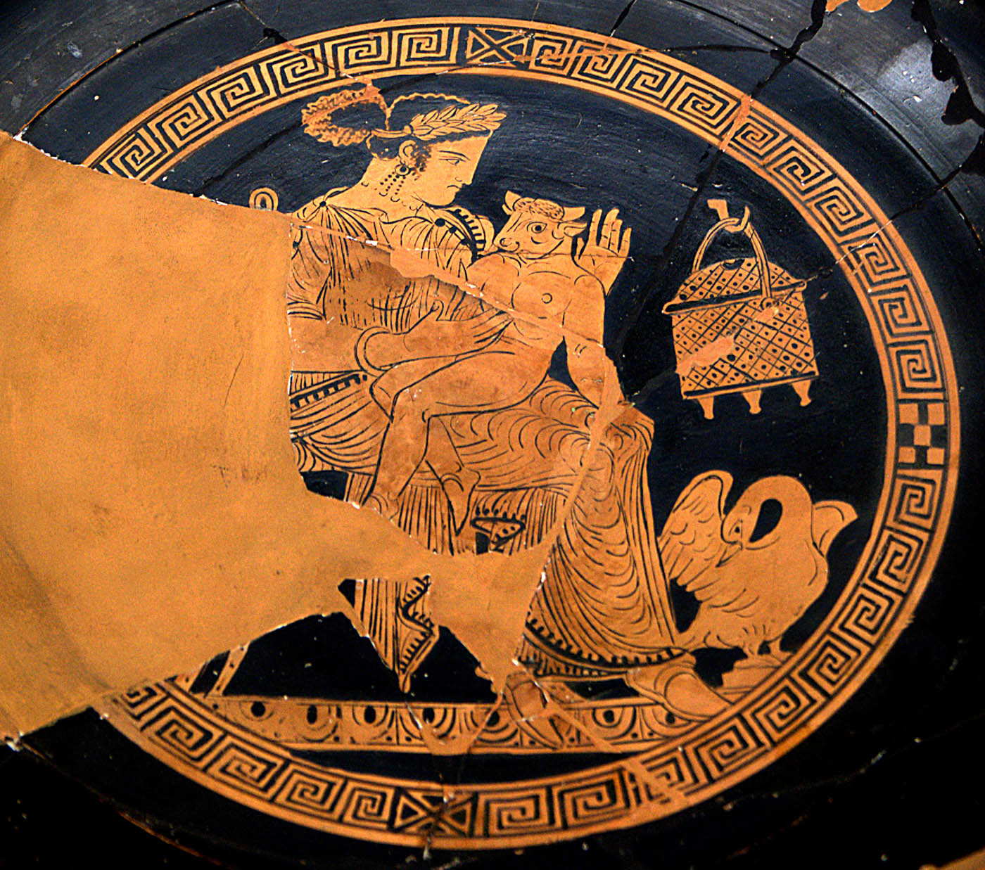 pasiphae minotaur tondo vase painting