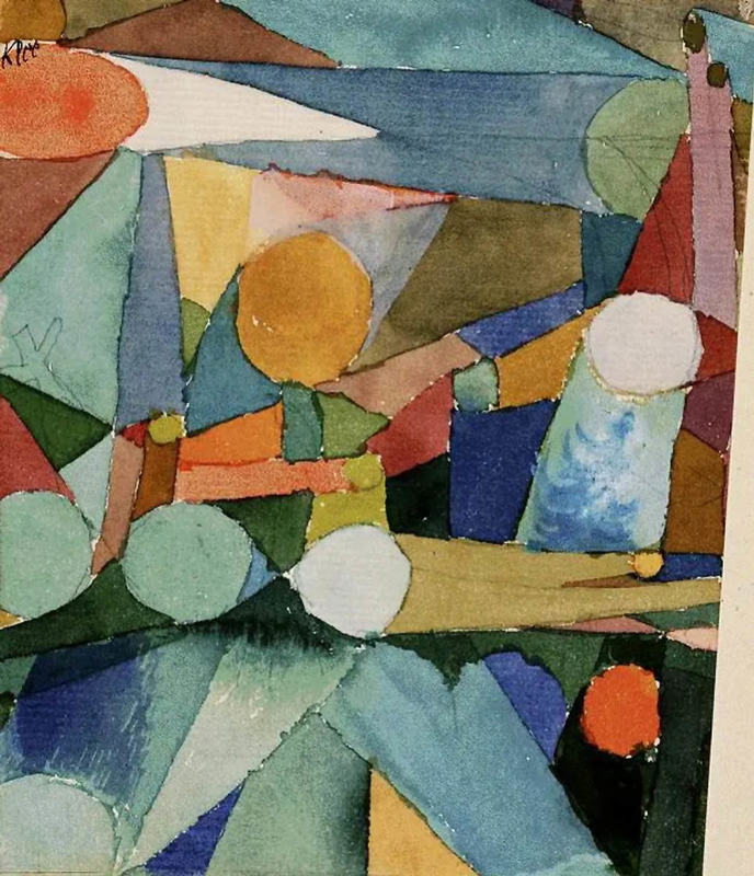 Circles connected with ribbons by Paul Klee, 1914